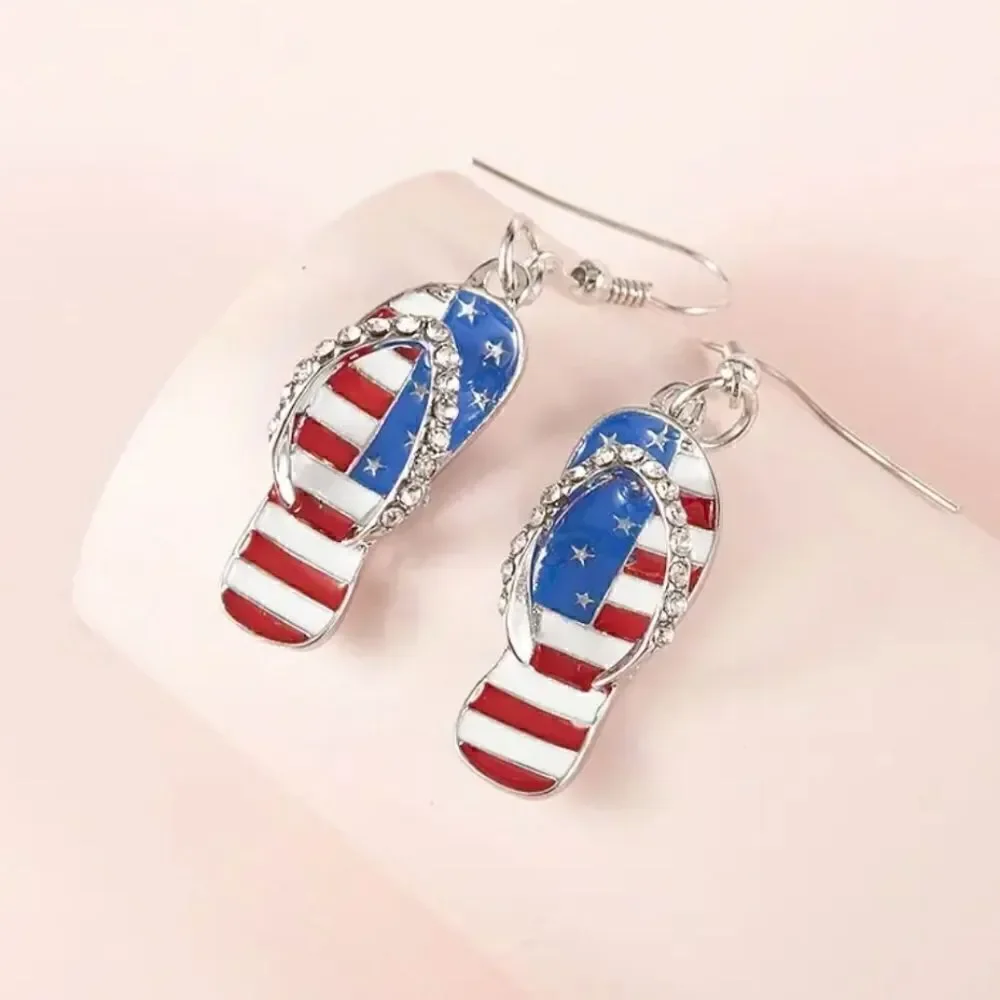 Dazzling 4th of July Slipper Earrings - Sparkling & Long-Lasting Metal Earrings